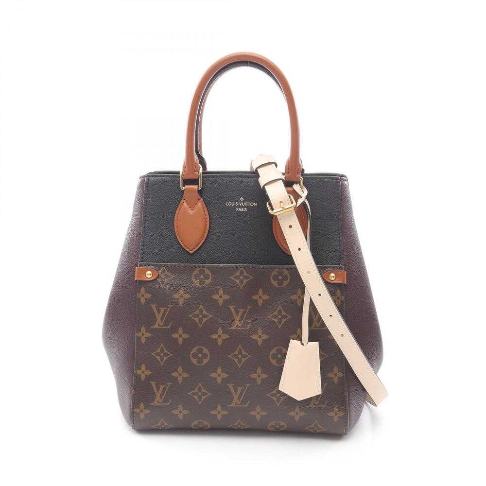 Louis Vuitton Fold Tote Noir Black Wine Cream Handbag Black Bordeaux Red